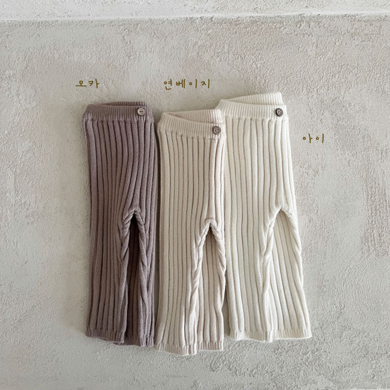 Infant Toddler Home Wearable Sunken Stripe Knitted Leggings