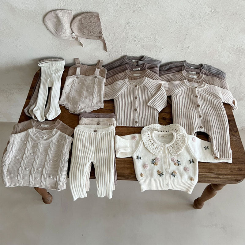 Infant Toddler Home Wearable Sunken Stripe Knitted Leggings