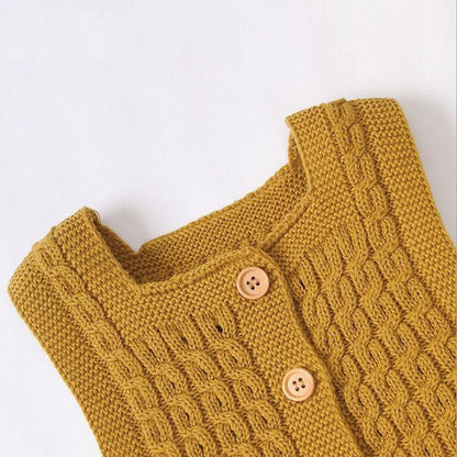 Handmade Baby Knitting Rompers Sleeveless Solid Color Jumpsuit Winter Romper For Girls and Boys In Modern Retro Style