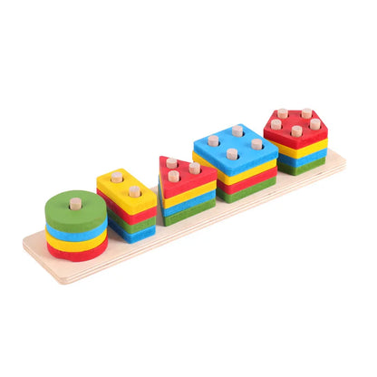 Montessori Wooden Building Blocks – Educational Color & Shape Toy