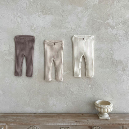Infant Toddler Home Wearable Sunken Stripe Knitted Leggings